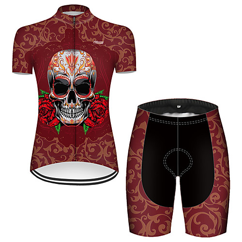 21Grams Women's Short Sleeve Cycling Jersey with Shorts Nylon Red Skull Floral Botanical Bike Breathable Sports Skull Mountain Bike MTB Road Bike Cycling Clothing Apparel / Stretchy
21Grams Women's Short Sleeve Cycling Jersey with Shorts Nylon Red Skull Floral Botanical Bike Breathable Sports Skull Mountain Bike MTB Road Bike Cycling Clothing Apparel / Stretchy
