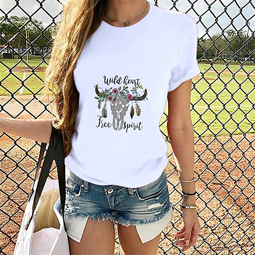 Women's T-shirt Graphic Tops - Print Round Neck Loose Cotton Basic Daily Summer White S M L XL 2XL 3XL 4XL
Women's T-shirt Graphic Tops - Print Round Neck Loose Cotton Basic Daily Summer White S M L XL 2XL 3XL 4XL