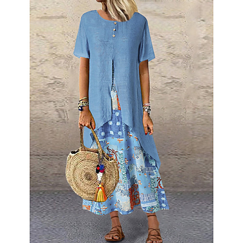 Women's A-Line Dress Maxi long Dress - Short Sleeves Floral Summer Casual 2020 Blue Green M L XL XXL
Women's A-Line Dress Maxi long Dress - Short Sleeves Floral Summer Casual 2020 Blue Green M L XL XXL