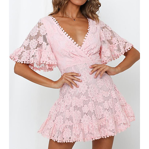 Women's A Line Dress Short Mini Dress White Purple Yellow Blushing Pink Short Sleeve Solid Color Summer V Neck Hot Casual Sexy 2021 S M L XL
Women's A Line Dress Short Mini Dress White Purple Yellow Blushing Pink Short Sleeve Solid Color Summer V Neck Hot Casual Sexy 2021 S M L XL