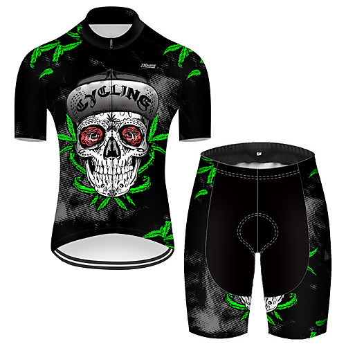 21Grams Men's Short Sleeve Cycling Jersey with Shorts Nylon Black / Green Skull Floral Botanical Funny Bike Breathable Quick Dry Sports Skull Mountain Bike MTB Road Bike Cycling Clothing Apparel
21Grams Men's Short Sleeve Cycling Jersey with Shorts Nylon Black / Green Skull Floral Botanical Funny Bike Breathable Quick Dry Sports Skull Mountain Bike MTB Road Bike Cycling Clothing Apparel