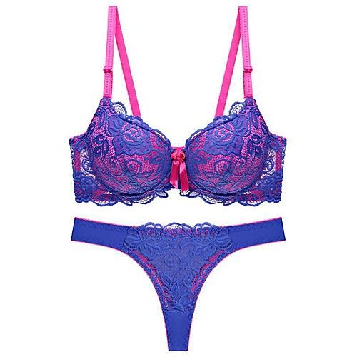 Women's Push-up Lace Bras Underwire Bra 3/4 Cup Bra & Panty Set Black Blue Red
Women's Push-up Lace Bras Underwire Bra 3/4 Cup Bra & Panty Set Black Blue Red