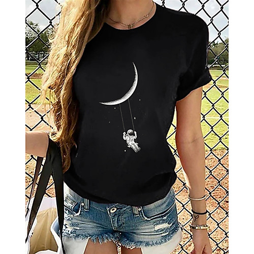 Women's T-shirt Graphic Tops - Print Round Neck Loose Cotton Basic Daily Summer Black S M L XL 2XL 3XL 4XL
Women's T-shirt Graphic Tops - Print Round Neck Loose Cotton Basic Daily Summer Black S M L XL 2XL 3XL 4XL