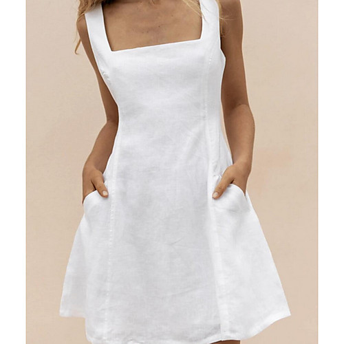 Women's A Line Dress Knee Length Dress White Black Yellow Sleeveless Solid Color Summer Boat Neck Casual 2021 S M L XL
Women's A Line Dress Knee Length Dress White Black Yellow Sleeveless Solid Color Summer Boat Neck Casual 2021 S M L XL