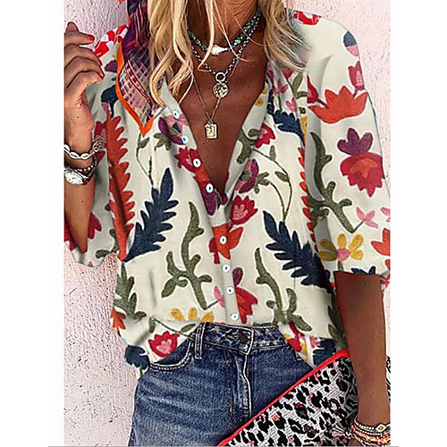 Women's Blouse Shirt Floral Pattern Graphic Long Sleeve Shirt Collar Tops Loose Basic Top White Red Yellow
Women's Blouse Shirt Floral Pattern Graphic Long Sleeve Shirt Collar Tops Loose Basic Top White Red Yellow