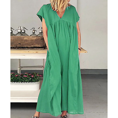 Women's A-Line Dress Maxi long Dress - Short Sleeves Solid Color Summer Casual 2020 Black Red Yellow Green Light Blue S M L XL XXL
Women's A-Line Dress Maxi long Dress - Short Sleeves Solid Color Summer Casual 2020 Black Red Yellow Green Light Blue S M L XL XXL