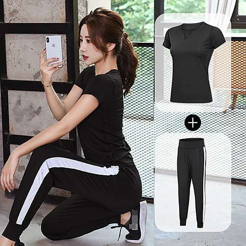 Women's 2-Piece Side-Stripe Mesh Tracksuit Activewear Set Workout Outfits 2pcs Round Running Fitness Jogging Reflective Breathable Quick Dry Sportswear Athletic Clothing Set Short Sleeve Activewear
Women's 2-Piece Side-Stripe Mesh Tracksuit Activewear Set Workout Outfits 2pcs Round Running Fitness Jogging Reflective Breathable Quick Dry Sportswear Athletic Clothing Set Short Sleeve Activewear