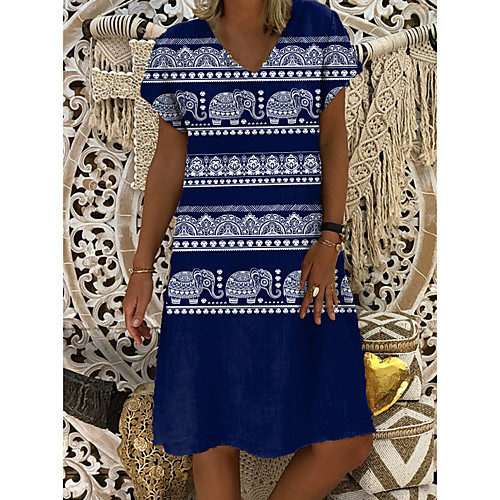 Women's Shift Dress Knee Length Dress - Short Sleeves Animal Print Summer Casual Daily 2020 Navy Blue M L XL XXL XXXL
Women's Shift Dress Knee Length Dress - Short Sleeves Animal Print Summer Casual Daily 2020 Navy Blue M L XL XXL XXXL