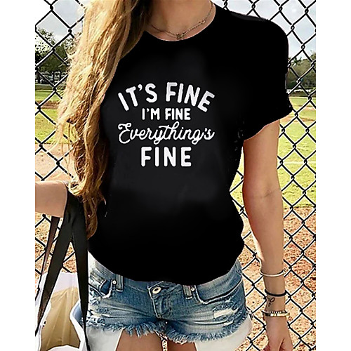 Women's T-shirt Graphic Tops - Print Round Neck Loose Cotton Basic Daily Summer Black S M L XL 2XL 3XL 4XL
Women's T-shirt Graphic Tops - Print Round Neck Loose Cotton Basic Daily Summer Black S M L XL 2XL 3XL 4XL