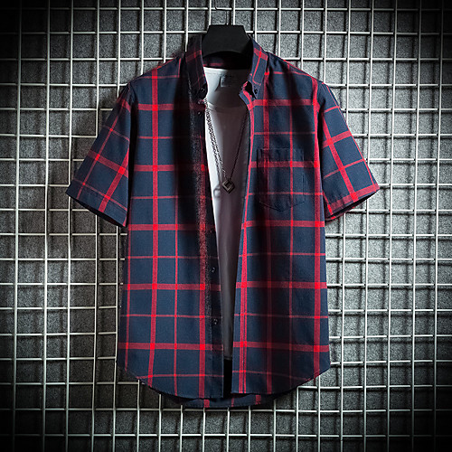 Men's Plaid Shirt Basic Daily Weekend White / Black / Blue / Red 
Men's Plaid Shirt Basic Daily Weekend White / Black / Blue / Red