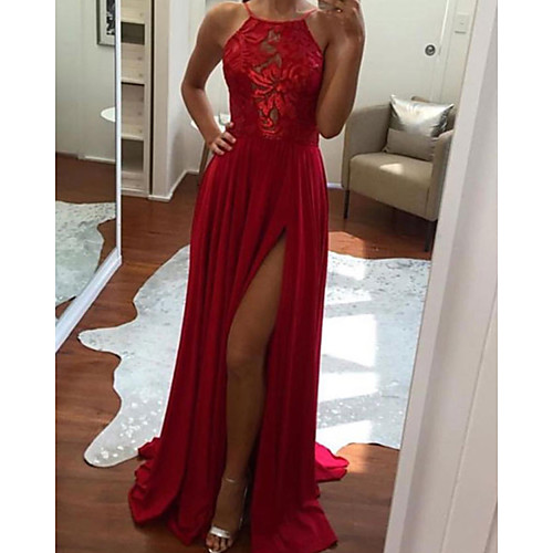Sheath / Column Sexy Boho Engagement Formal Evening Dress Halter Neck Sleeveless Sweep / Brush Train Chiffon with Pleats Split 2021
Sheath / Column Sexy Boho Engagement Formal Evening Dress Halter Neck Sleeveless Sweep / Brush Train Chiffon with Pleats Split 2021