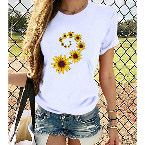 Women's Tops Graphic T-shirt - Print Round Neck Basic Daily Spring Summer White XS S M L XL 2XL 3XL 4XL
Women's Tops Graphic T-shirt - Print Round Neck Basic Daily Spring Summer White XS S M L XL 2XL 3XL 4XL