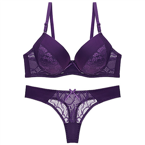 Women's Push-up Lace Bras Underwire Bra 3/4 Cup Bra & Panty Set Black Blue Purple
Women's Push-up Lace Bras Underwire Bra 3/4 Cup Bra & Panty Set Black Blue Purple