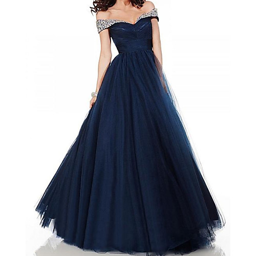 A-Line Elegant Glittering Engagement Formal Evening Dress Off Shoulder Short Sleeve Floor Length Tulle with Pleats Crystals 2020
A-Line Elegant Glittering Engagement Formal Evening Dress Off Shoulder Short Sleeve Floor Length Tulle with Pleats Crystals 2020