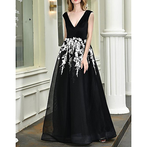 A-Line Elegant Floral Engagement Formal Evening Dress V Neck Sleeveless Floor Length Tulle with Appliques 2020
A-Line Elegant Floral Engagement Formal Evening Dress V Neck Sleeveless Floor Length Tulle with Appliques 2020