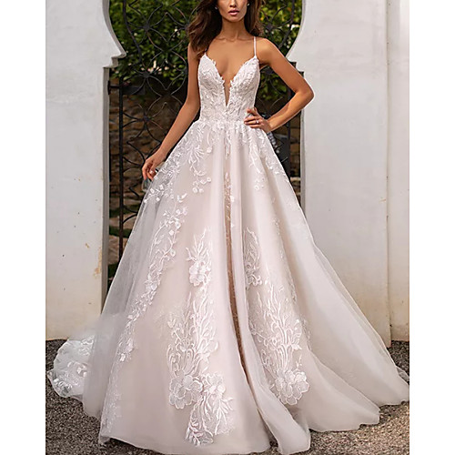 Ball Gown Wedding Dresses V Neck Chapel Train Lace Tulle Sleeveless Formal with Appliques 2020
Ball Gown Wedding Dresses V Neck Chapel Train Lace Tulle Sleeveless Formal with Appliques 2020