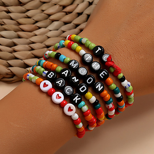 6pcs Women's Bead Bracelet Vintage Bracelet Bracelet Beaded Alphabet Shape Heart Simple Classic Trendy Sweet Fashion Plastic Bracelet Jewelry Rainbow For Gift Date Birthday Beach Festival
6pcs Women's Bead Bracelet Vintage Bracelet Bracelet Beaded Alphabet Shape Heart Simple Classic Trendy Sweet Fashion Plastic Bracelet Jewelry Rainbow For Gift Date Birthday Beach Festival