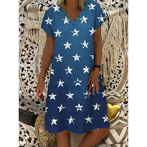 Women's Shift Dress Knee Length Dress - Short Sleeves Geometric Print Summer Casual Daily 2020 Blue M L XL XXL XXXL
Women's Shift Dress Knee Length Dress - Short Sleeves Geometric Print Summer Casual Daily 2020 Blue M L XL XXL XXXL
