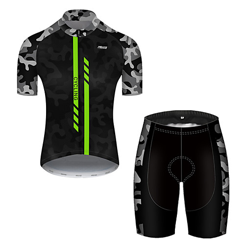 21Grams Men's Short Sleeve Cycling Jersey with Shorts Nylon Polyester Black / Green Stripes Patchwork Camo / Camouflage Bike Clothing Suit Breathable 3D Pad Quick Dry Ultraviolet Resistant Reflective
21Grams Men's Short Sleeve Cycling Jersey with Shorts Nylon Polyester Black / Green Stripes Patchwork Camo / Camouflage Bike Clothing Suit Breathable 3D Pad Quick Dry Ultraviolet Resistant Reflective