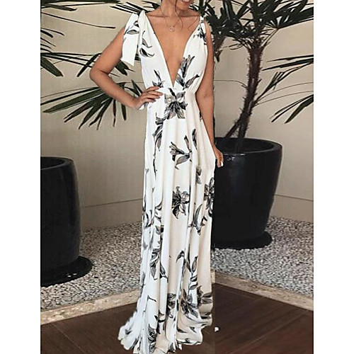 Women's Sheath Dress White Sleeveless Floral Lace up Patchwork Print V Neck Strap S M L XL
Women's Sheath Dress White Sleeveless Floral Lace up Patchwork Print V Neck Strap S M L XL