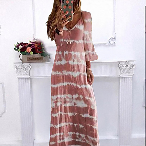 Women's Shift Dress Maxi long Dress - 3/4 Length Sleeve Tie Dye Summer Casual 2020 Black Blue Blushing Pink Green Beige Gray S M L XL XXL
Women's Shift Dress Maxi long Dress - 3/4 Length Sleeve Tie Dye Summer Casual 2020 Black Blue Blushing Pink Green Beige Gray S M L XL XXL