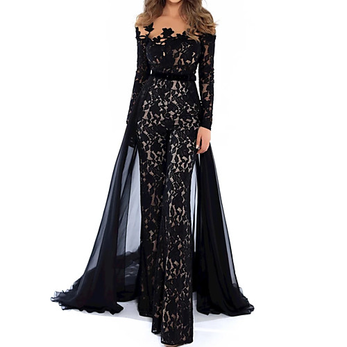 Jumpsuits Beautiful Back Floral Engagement Formal Evening Dress Illusion Neck Long Sleeve Floor Length Lace Tulle with Appliques 2020
Jumpsuits Beautiful Back Floral Engagement Formal Evening Dress Illusion Neck Long Sleeve Floor Length Lace Tulle with Appliques 2020