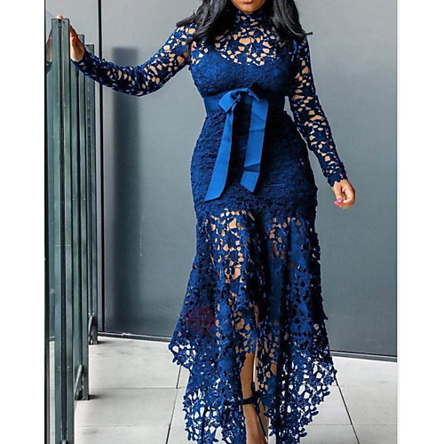 Sheath / Column Cut Out Plus Size Party Wear Prom Dress High Neck Long Sleeve Floor Length Lace with Sash / Ribbon Lace Insert 2021
Sheath / Column Cut Out Plus Size Party Wear Prom Dress High Neck Long Sleeve Floor Length Lace with Sash / Ribbon Lace Insert 2021