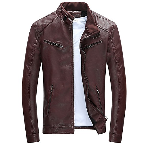 Men's Solid Colored Spring & Fall Faux Leather Jacket Regular Daily Long Sleeve PU Coat Tops Black
Men's Solid Colored Spring & Fall Faux Leather Jacket Regular Daily Long Sleeve PU Coat Tops Black