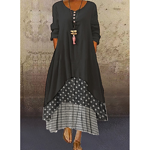 Women's Maxi long Dress - 3/4 Length Sleeve Polka Dot Patchwork Summer Casual Daily Loose 2020 Dark Gray M L XL XXL XXXL
Women's Maxi long Dress - 3/4 Length Sleeve Polka Dot Patchwork Summer Casual Daily Loose 2020 Dark Gray M L XL XXL XXXL
