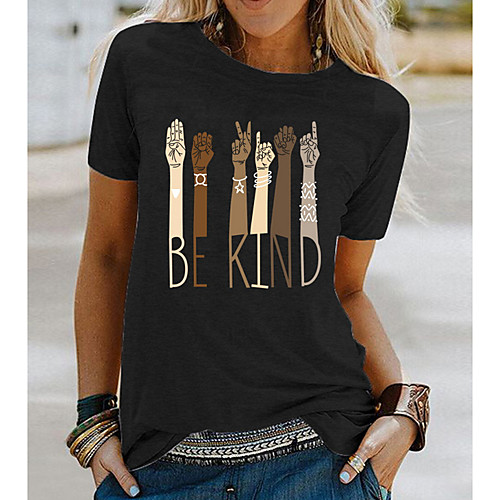 Women's Be kind T-shirt Letter Round Neck Tops Loose Basic Top White Black Blue
Women's Be kind T-shirt Letter Round Neck Tops Loose Basic Top White Black Blue