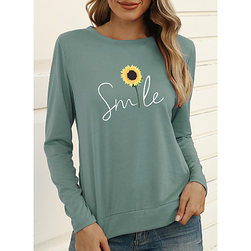 Women's T shirt Floral Flower Letter Long Sleeve Print Round Neck Tops Basic Basic Top Blue Dusty Rose Green
Women's T shirt Floral Flower Letter Long Sleeve Print Round Neck Tops Basic Basic Top Blue Dusty Rose Green