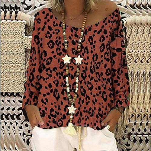 Women's T-shirt Leopard Floral Cheetah Print Long Sleeve Round Neck Tops Loose Basic Top Blue Purple Red
Women's T-shirt Leopard Floral Cheetah Print Long Sleeve Round Neck Tops Loose Basic Top Blue Purple Red
