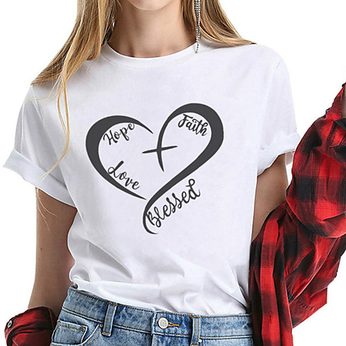 Women's Faith T-shirt Heart Graphic Prints Print Round Neck Tops 100% Cotton Basic Basic Top White Black Yellow
Women's Faith T-shirt Heart Graphic Prints Print Round Neck Tops 100% Cotton Basic Basic Top White Black Yellow