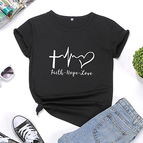 Women's T-shirt Heart Letter Print Round Neck Tops 100% Cotton Basic Basic Top White Black Yellow
Women's T-shirt Heart Letter Print Round Neck Tops 100% Cotton Basic Basic Top White Black Yellow
