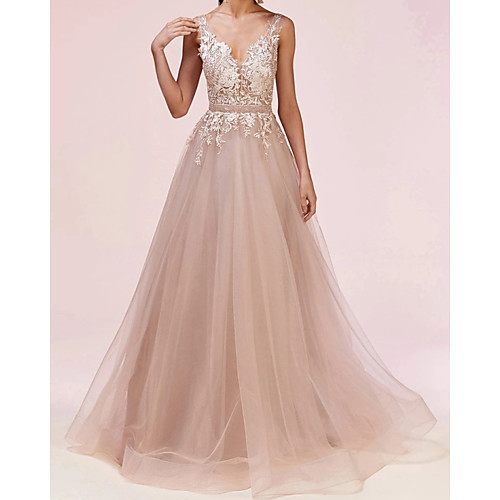 A-Line Celebrity Style Floral Engagement Formal Evening Dress V Neck Sleeveless Floor Length Tulle with Sash / Ribbon Appliques 2021
A-Line Celebrity Style Floral Engagement Formal Evening Dress V Neck Sleeveless Floor Length Tulle with Sash / Ribbon Appliques 2021