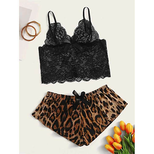 Women's Mesh Lace Bow Suits Nightwear Leopard Embroidered White / Black S M L / Strap
Women's Mesh Lace Bow Suits Nightwear Leopard Embroidered White / Black S M L / Strap