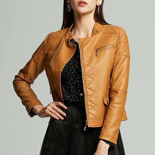 Women's Solid Colored Spring & Fall Faux Leather Jacket Regular Daily Long Sleeve PU Coat Tops Black
Women's Solid Colored Spring & Fall Faux Leather Jacket Regular Daily Long Sleeve PU Coat Tops Black