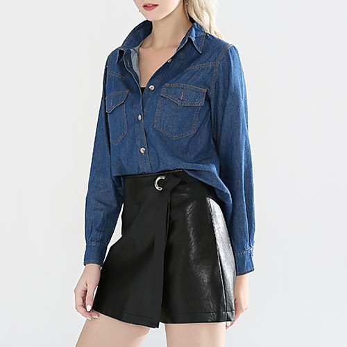 Women's Blouse Shirt Solid Colored Long Sleeve Shirt Collar Tops Basic Top Blue
Women's Blouse Shirt Solid Colored Long Sleeve Shirt Collar Tops Basic Top Blue
