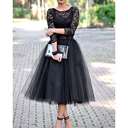 A-Line Elegant Vintage Wedding Guest Prom Dress Jewel Neck 3/4 Length Sleeve Ankle Length Tulle with Pleats Lace Insert 2021
A-Line Elegant Vintage Wedding Guest Prom Dress Jewel Neck 3/4 Length Sleeve Ankle Length Tulle with Pleats Lace Insert 2021