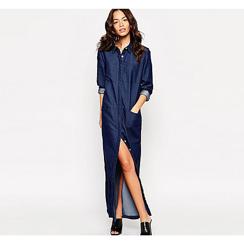 Women's Denim Shirt Dress Maxi long Dress Blue Long Sleeve Solid Color Fall Shirt Collar Hot Casual 2021 S M L XL
Women's Denim Shirt Dress Maxi long Dress Blue Long Sleeve Solid Color Fall Shirt Collar Hot Casual 2021 S M L XL