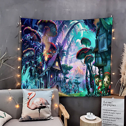 

Psychedelic Abstract Wall Tapestry Art Decor Blanket Curtain Picnic Tablecloth Hanging Home Bedroom Living Room Dorm Decoration Polyester Arabesque Hippie Mushroom Forest House