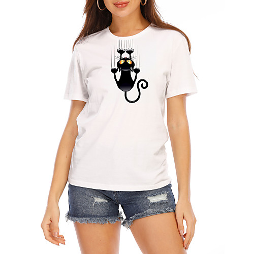 Women's T-shirt Cat Graphic Prints Round Neck Tops Slim 100% Cotton Basic Basic Top White
Women's T-shirt Cat Graphic Prints Round Neck Tops Slim 100% Cotton Basic Basic Top White