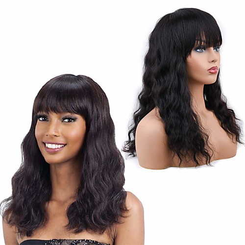 Remy Human Hair Wig Medium Length Wavy With Bangs Natural Black Party Women Fashion Capless Women's Natural Black 14 inch
Remy Human Hair Wig Medium Length Wavy With Bangs Natural Black Party Women Fashion Capless Women's Natural Black 14 inch