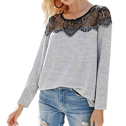 Women's Color Block Pullover Long Sleeve Loose Sweater Cardigans Crew Neck Round Neck Light gray Gray
Women's Color Block Pullover Long Sleeve Loose Sweater Cardigans Crew Neck Round Neck Light gray Gray