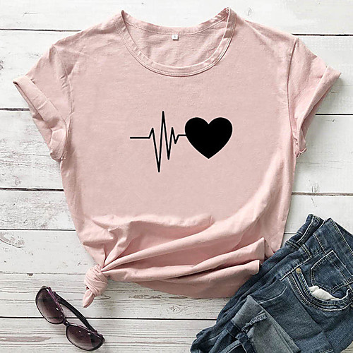 Women's T-shirt Heart Graphic Prints Letter Print Round Neck Tops Slim 100% Cotton Basic Basic Top White Black Purple
Women's T-shirt Heart Graphic Prints Letter Print Round Neck Tops Slim 100% Cotton Basic Basic Top White Black Purple