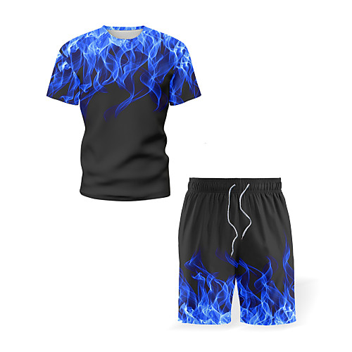 Men's Set Shirt Graphic Flame Print Short Sleeve Causal Tops Personalized Streetwear 3D Beach Round Neck Blue Purple Red / Sports
Men's Set Shirt Graphic Flame Print Short Sleeve Causal Tops Personalized Streetwear 3D Beach Round Neck Blue Purple Red / Sports