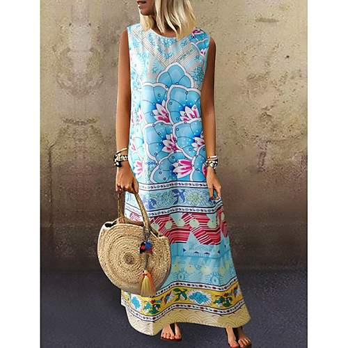 Women's A Line Dress Maxi long Dress Light Blue Sleeveless Print Summer Round Neck Streetwear 2021 S M L XL XXL 3XL 4XL 5XL
Women's A Line Dress Maxi long Dress Light Blue Sleeveless Print Summer Round Neck Streetwear 2021 S M L XL XXL 3XL 4XL 5XL