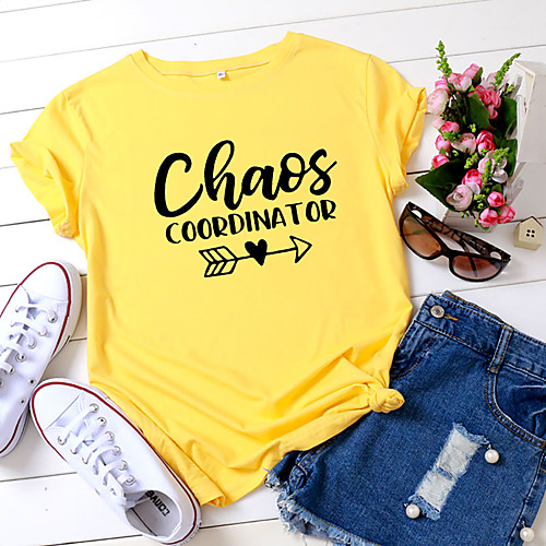 Women's T shirt Graphic Text Letter Print Round Neck Tops 100% Cotton Basic Basic Top White Black Yellow
Women's T shirt Graphic Text Letter Print Round Neck Tops 100% Cotton Basic Basic Top White Black Yellow