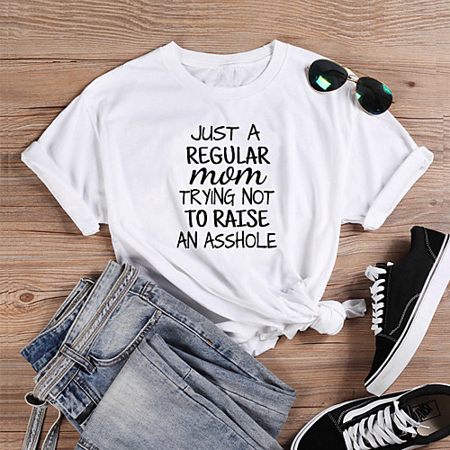 Women's T-shirt Graphic Prints Letter Print Round Neck Tops Slim 100% Cotton Basic Basic Top White
Women's T-shirt Graphic Prints Letter Print Round Neck Tops Slim 100% Cotton Basic Basic Top White
