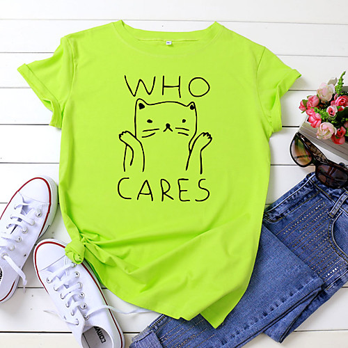Women's T-shirt Animal Letter Print Round Neck Tops 100% Cotton Basic Basic Top White Yellow Blushing Pink
Women's T-shirt Animal Letter Print Round Neck Tops 100% Cotton Basic Basic Top White Yellow Blushing Pink